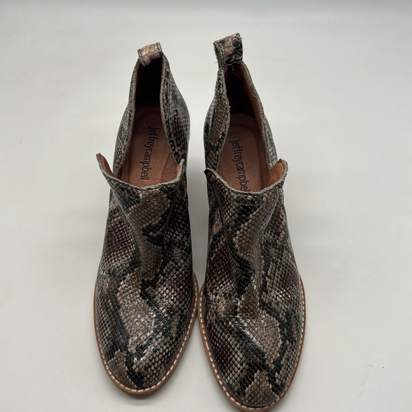 Jeffrey Campbell Python Snake Rosalee Pull On Block Heel Boot Ankle Bootie Shoe - Picture 4 of 16